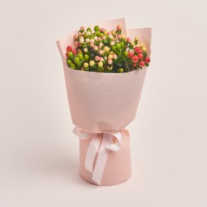 Elegant bouquet with colorful flowers and berries, flowers theme